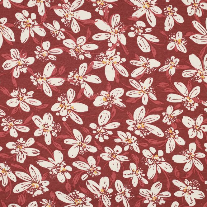 Hovedbilde French Terry Flowers – Bordeaux