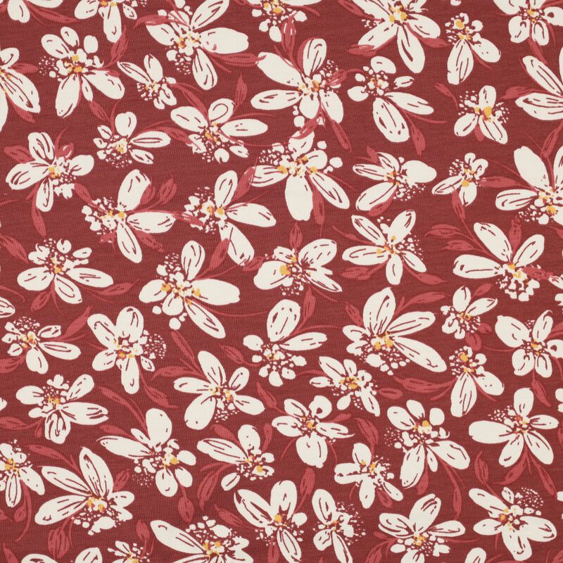 French Terry Flowers – Bordeaux