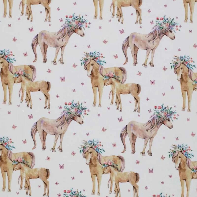 Jersey Cotton Fabric Digital Print - Ponies